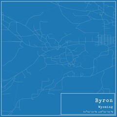 Obraz premium Blueprint US city map of Byron, Wyoming.