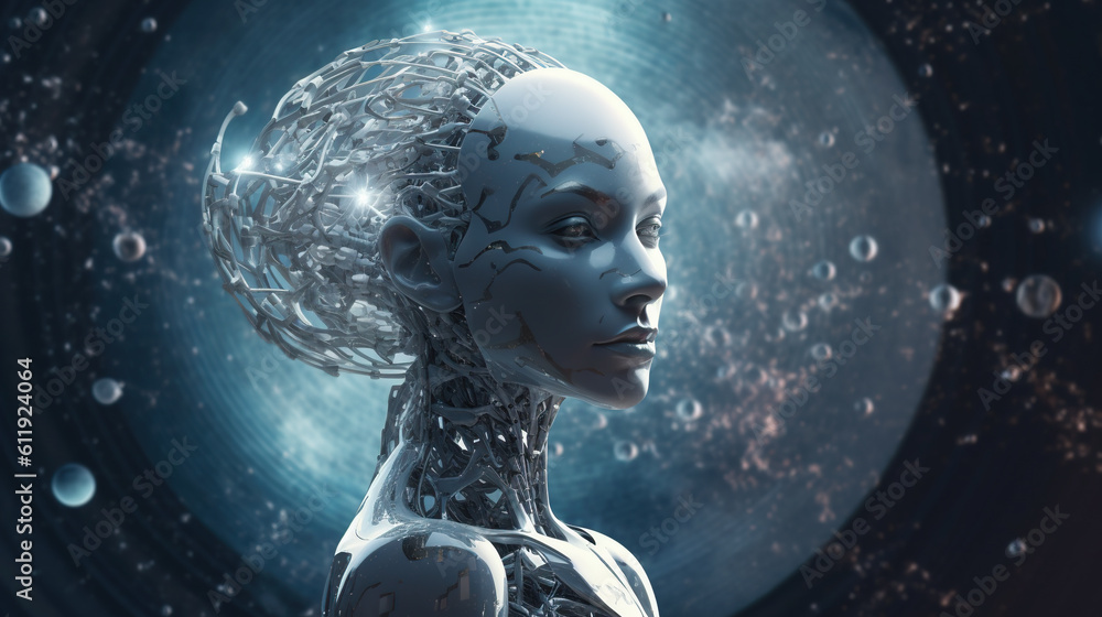 Poster ai artificial intelligence in space. generative ai