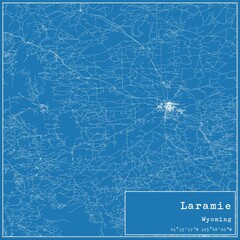 Blueprint US city map of Laramie, Wyoming.