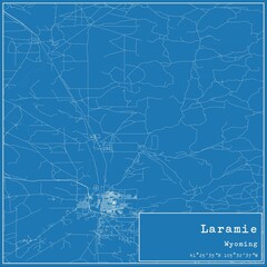 Blueprint US city map of Laramie, Wyoming.