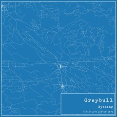 Blueprint US city map of Greybull, Wyoming.