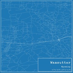 Blueprint US city map of Wamsutter, Wyoming.