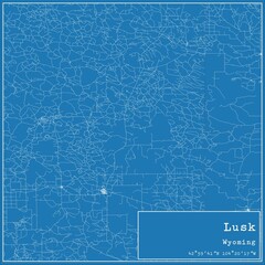 Blueprint US city map of Lusk, Wyoming.
