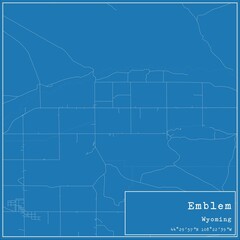 Blueprint US city map of Emblem, Wyoming.