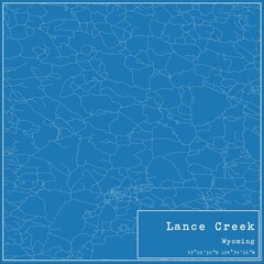 Blueprint US city map of Lance Creek, Wyoming.