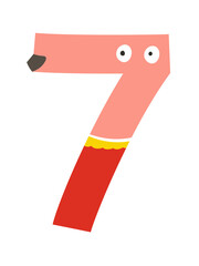 Sweet font for kids, number seven personage vector