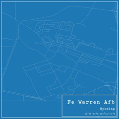 Blueprint US city map of Fe Warren Afb, Wyoming.
