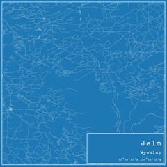 Blueprint US city map of Jelm, Wyoming.