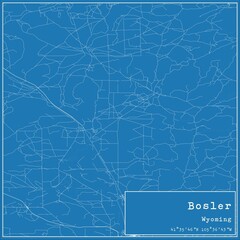 Blueprint US city map of Bosler, Wyoming.