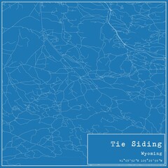 Blueprint US city map of Tie Siding, Wyoming.