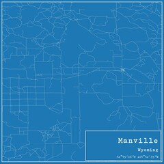 Blueprint US city map of Manville, Wyoming.