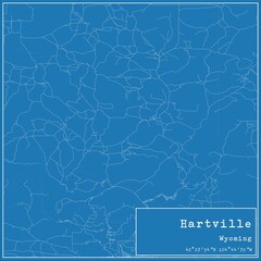 Blueprint US city map of Hartville, Wyoming.