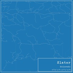 Blueprint US city map of Slater, Colorado.