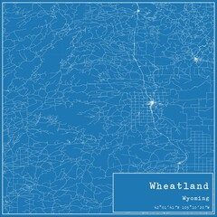 Blueprint US city map of Wheatland, Wyoming.