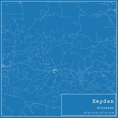 Blueprint US city map of Hayden, Colorado.