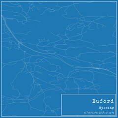 Blueprint US city map of Buford, Wyoming.