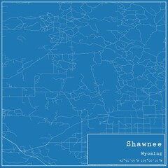 Blueprint US city map of Shawnee, Wyoming.