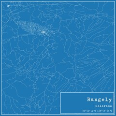 Blueprint US city map of Rangely, Colorado.