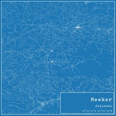 Blueprint US city map of Meeker, Colorado.