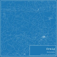Blueprint US city map of Craig, Colorado.