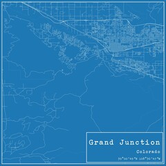 Blueprint US city map of Grand Junction, Colorado.