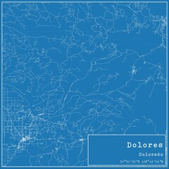 Blueprint US city map of Dolores, Colorado.