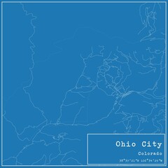 Blueprint US city map of Ohio City, Colorado.