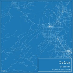 Blueprint US city map of Delta, Colorado.