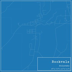 Blueprint US city map of Rockvale, Colorado.
