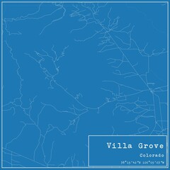 Blueprint US city map of Villa Grove, Colorado.