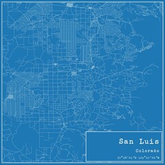 Blueprint US city map of San Luis, Colorado.