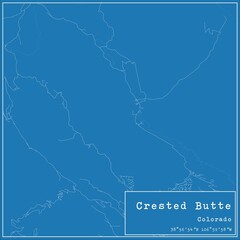 Blueprint US city map of Crested Butte, Colorado.