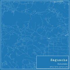 Blueprint US city map of Saguache, Colorado.