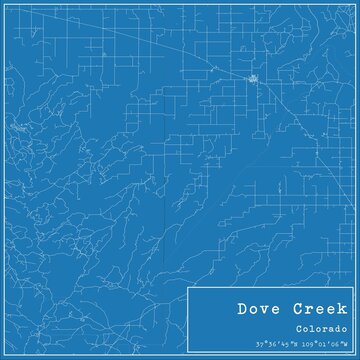 Blueprint US city map of Dove Creek, Colorado.