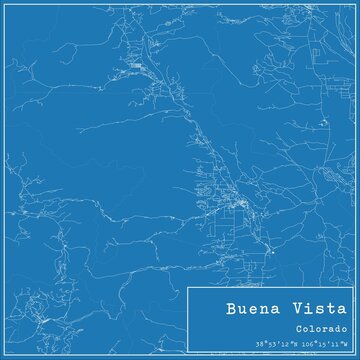 Blueprint US city map of Buena Vista, Colorado.