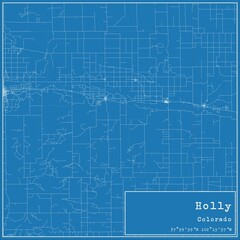 Blueprint US city map of Holly, Colorado.