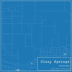 Blueprint US city map of Olney Springs, Colorado.