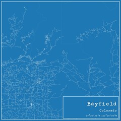 Blueprint US city map of Bayfield, Colorado.