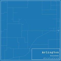 Blueprint US city map of Arlington, Colorado.