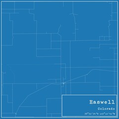 Fototapeta premium Blueprint US city map of Haswell, Colorado.