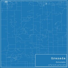 Blueprint US city map of Granada, Colorado.