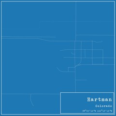 Blueprint US city map of Hartman, Colorado.