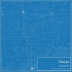 Blueprint US city map of Campo, Colorado. - obrazy, fototapety, plakaty