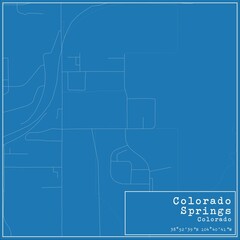 Blueprint US city map of Colorado Springs, Colorado.