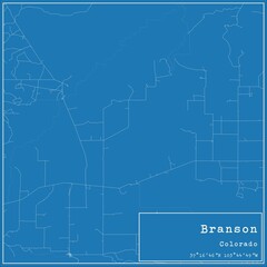 Obraz premium Blueprint US city map of Branson, Colorado.