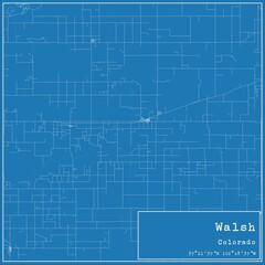 Blueprint US city map of Walsh, Colorado. - obrazy, fototapety, plakaty