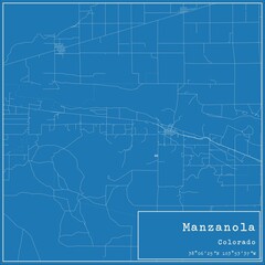 Blueprint US city map of Manzanola, Colorado.