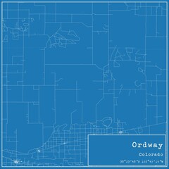 Blueprint US city map of Ordway, Colorado.