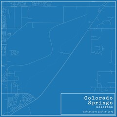 Blueprint US city map of Colorado Springs, Colorado.
