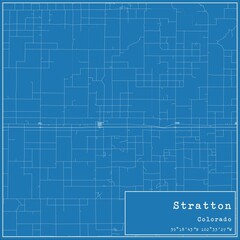 Blueprint US city map of Stratton, Colorado.